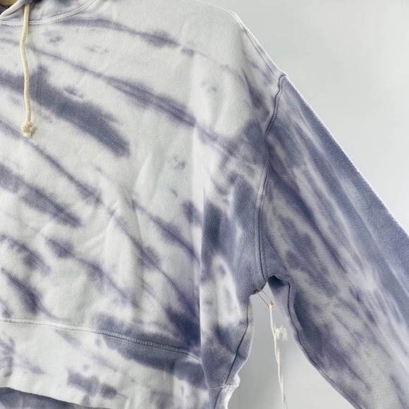 Good American Cropped & Cool Tie Dye Hoodie Lilac White Size 5 XXL NWT Cozy - Picture 6 of 11